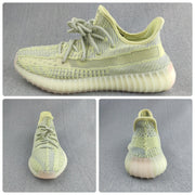 Yeezy 350 V2 Knit Sneakers in Pale Yellow and Gray