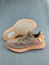 Yeezy 350 V2 Knit Sneakers in Gray and Coral