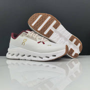 On Cloudmonster 2 Sneakers in Ivory and Burgundy