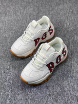 White Letter Graphic Lace-Up Sneakers with Gum Outsole