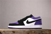 Air Jordan 1 Low White Black Orange Purple Sneakers 553558-125