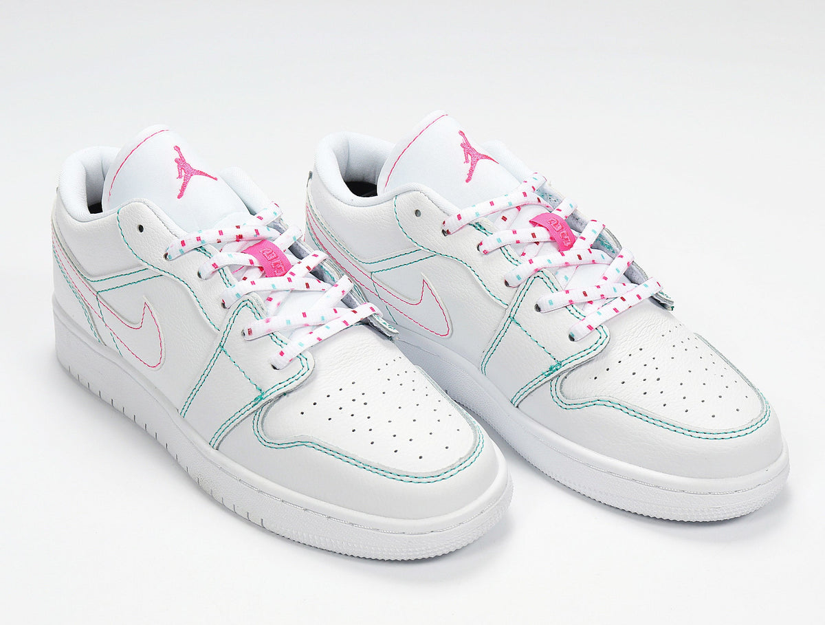 Jordan 1 Low White Pink Sneakers Style 554723-101