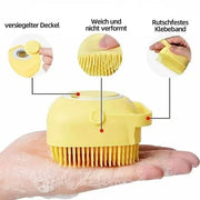 🛁 Pet Silicone Bath & Massage Brush — 2-in-1 Shampoo Dispenser