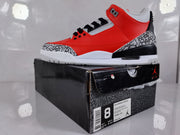 Air Jordan 3 Retro Red Black Cement Print Sneakers