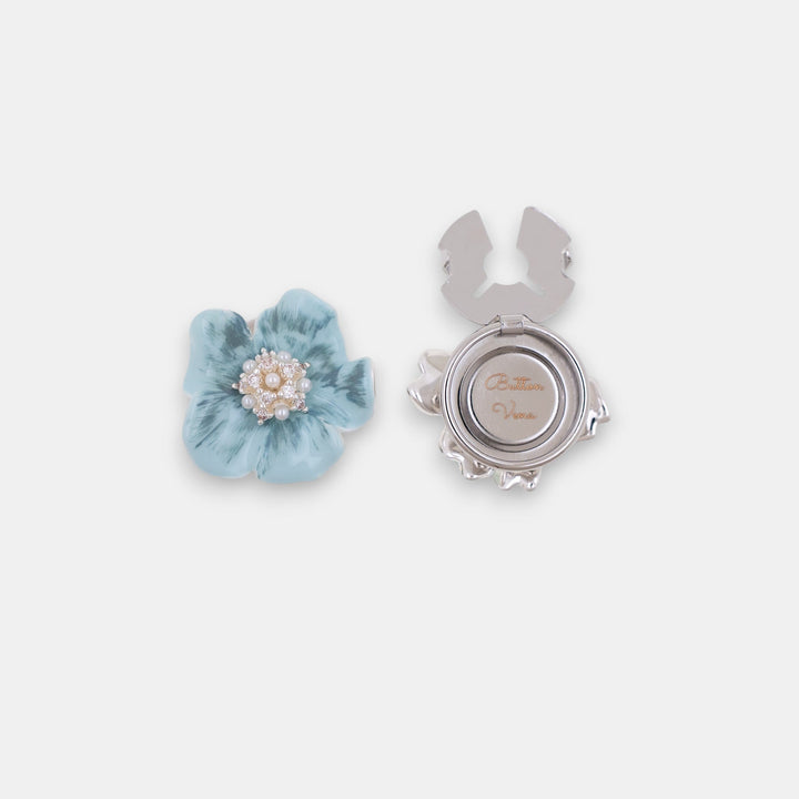 Cerulean Dream Button Cover Set – Hand-Painted Blue Enamel Floral Accessory
