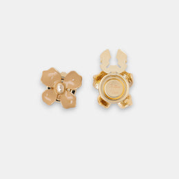 Retro Dahlia Button Cover Set – 14K Gold Enamel in Espresso & Oatmilk