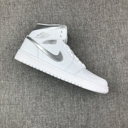 Air Jordan 1 Mid White Silver Sneakers 554724-105